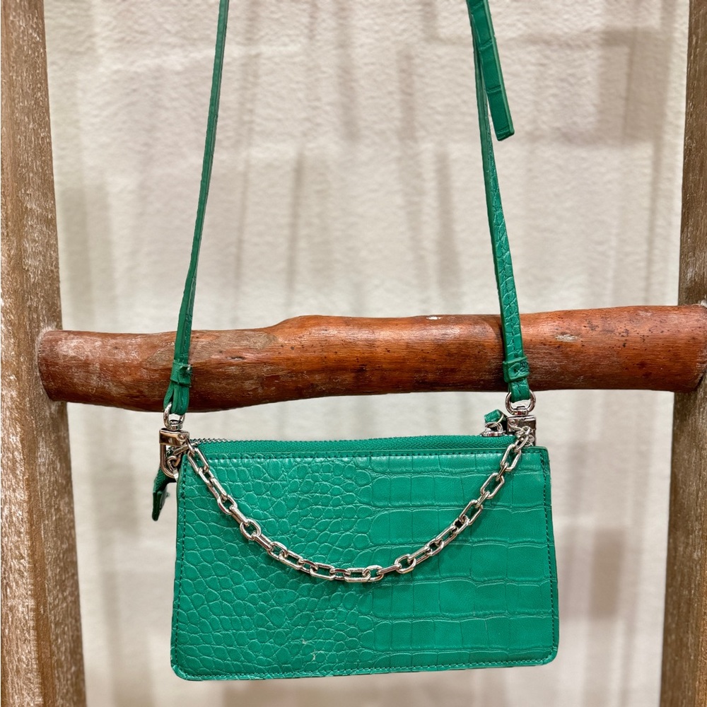 Mango Faux Embossed Leather Bag - Green